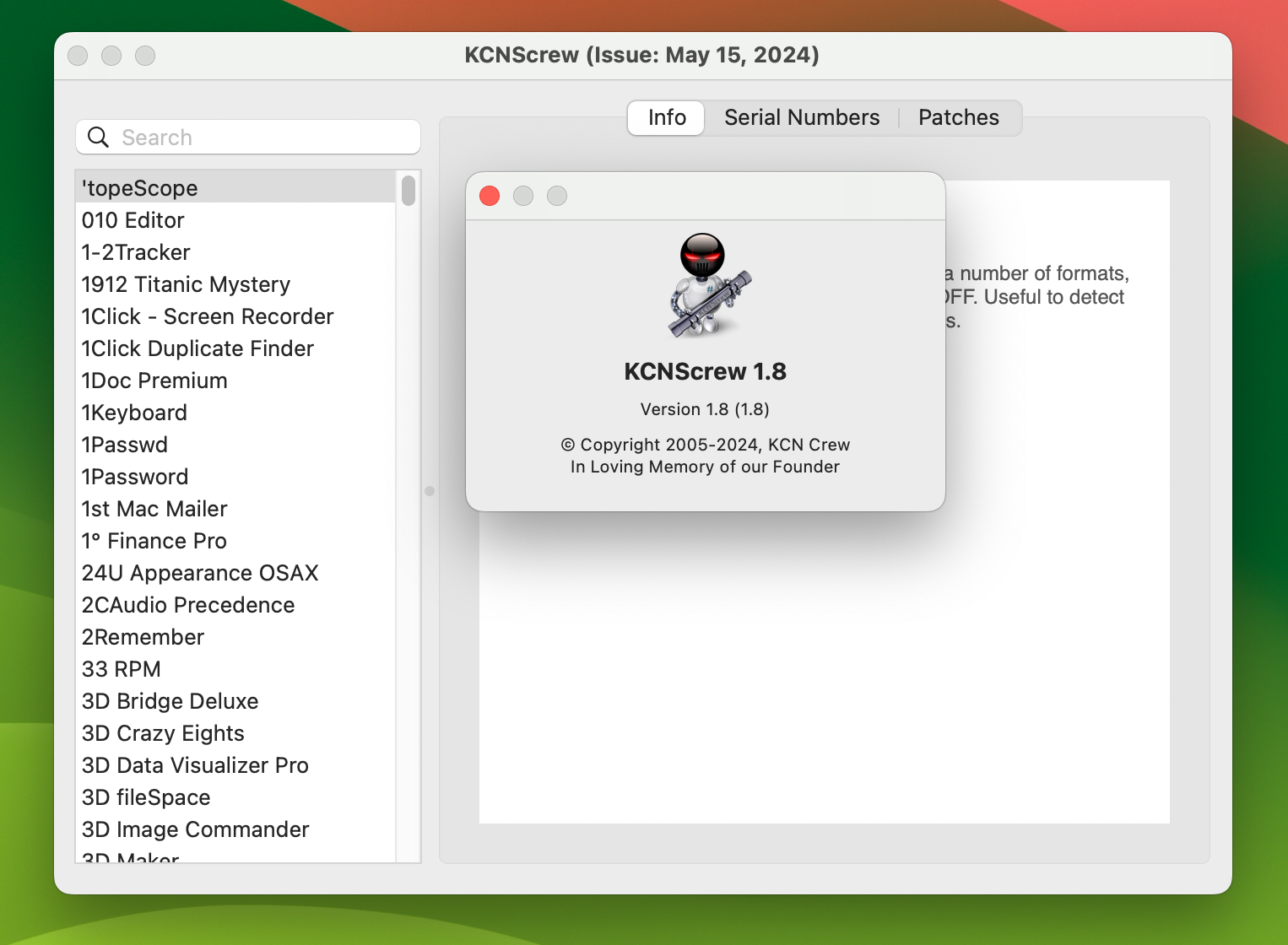 KCNcrew Pack for Mac v1.8 (05-15-2024) 软件序列号查询工具 免激活下载-1