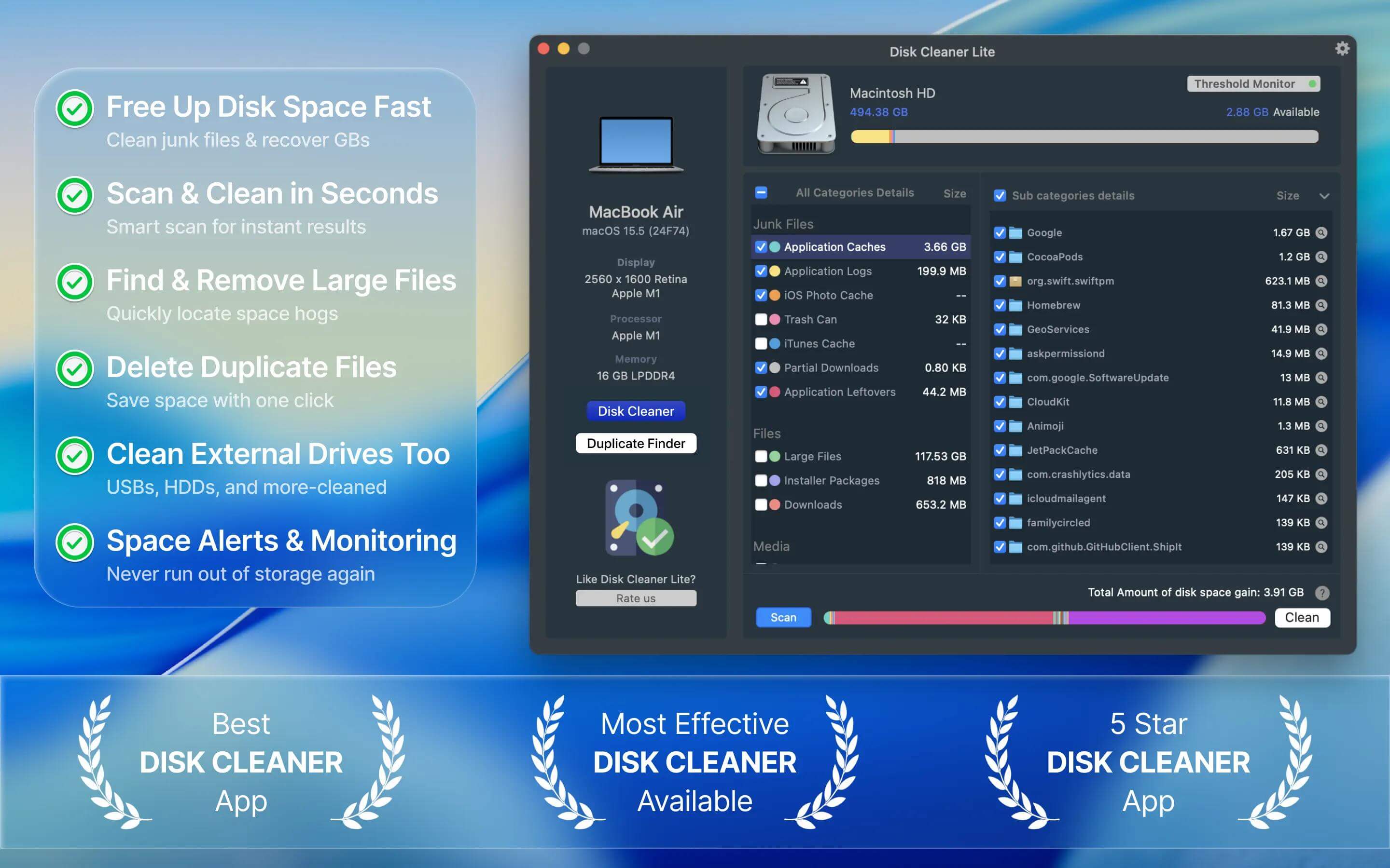 Disk Cleaner Lite for Mac v1.9 磁盘清理与系统优化工具 免激活下载-1