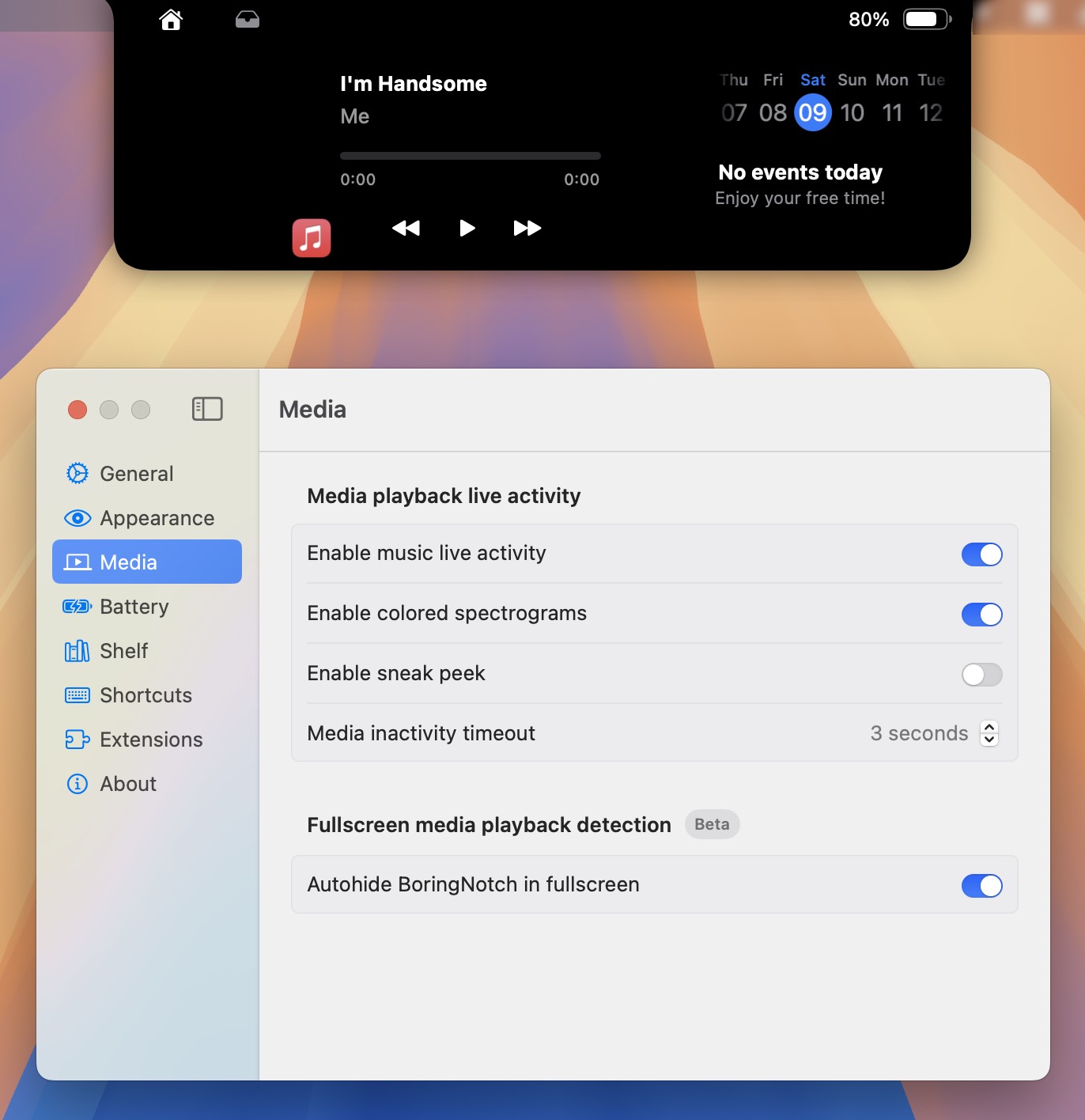 BoringNotch for Mac v2.6 刘海屏美化工具 免激活下载-1